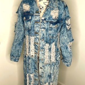 Acid wash ripped Jean jacket